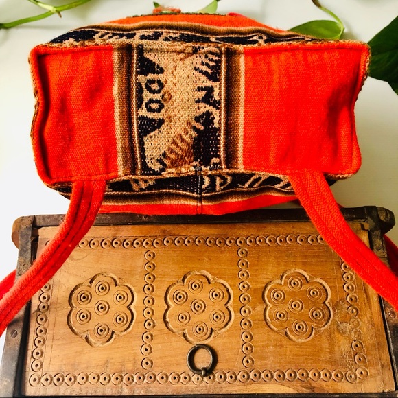 Vintage boho embroidered small backpack sack bag - Picture 7 of 9